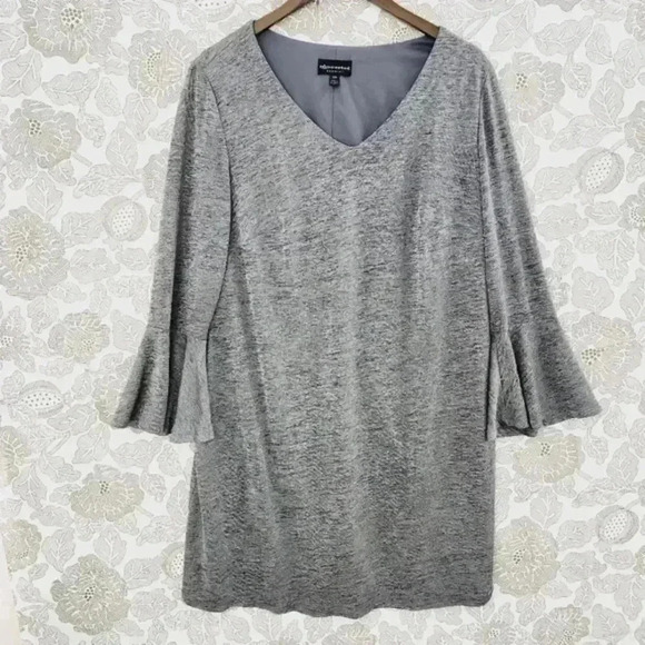connected apparel‎ Bell sleeve Shift Dress size 14W V neck Gray - Picture 1 of 8